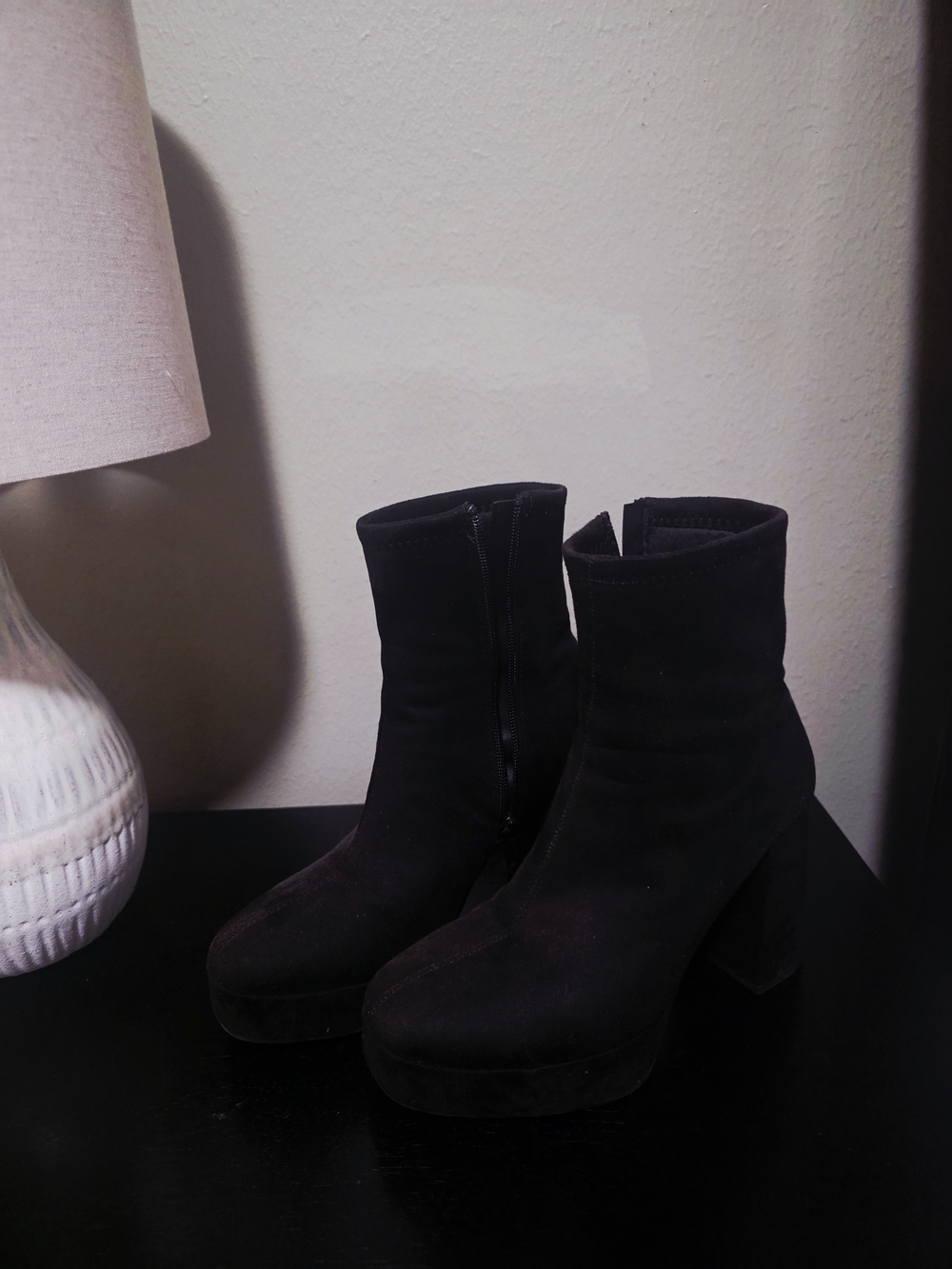 Forever 21 Black Platform Ankle Booties with Block Heel